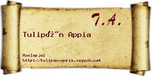 Tulipán Appia névjegykártya